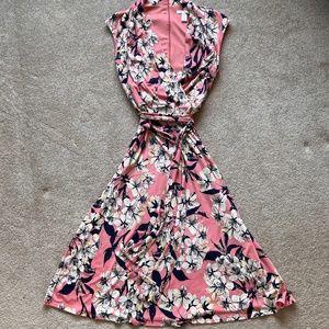 London Times Floral Fit and Flare Midi Dress